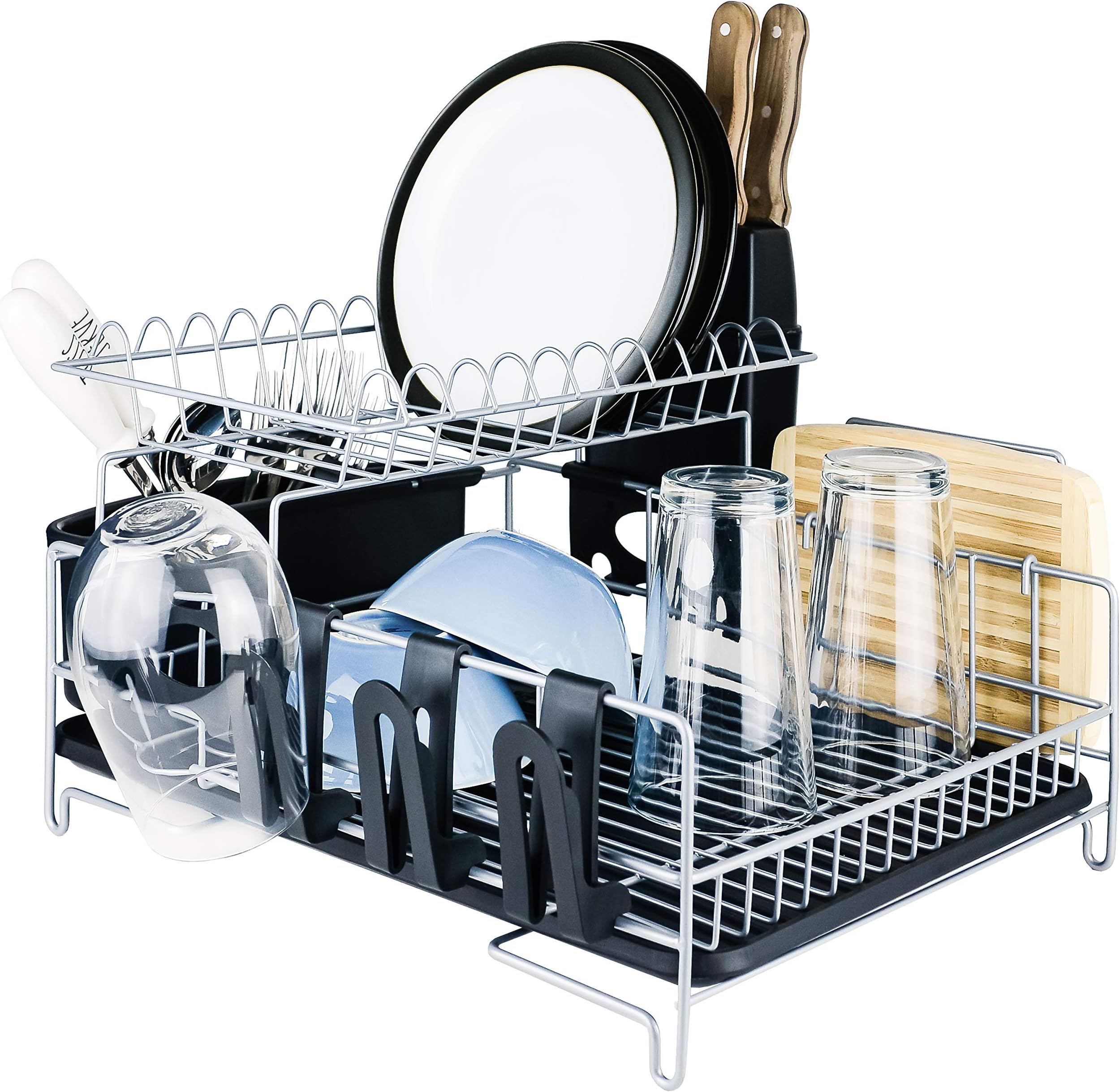 Galashield 2-Tier Dish Drying Rack with Drain Board and Cutlery Cup
