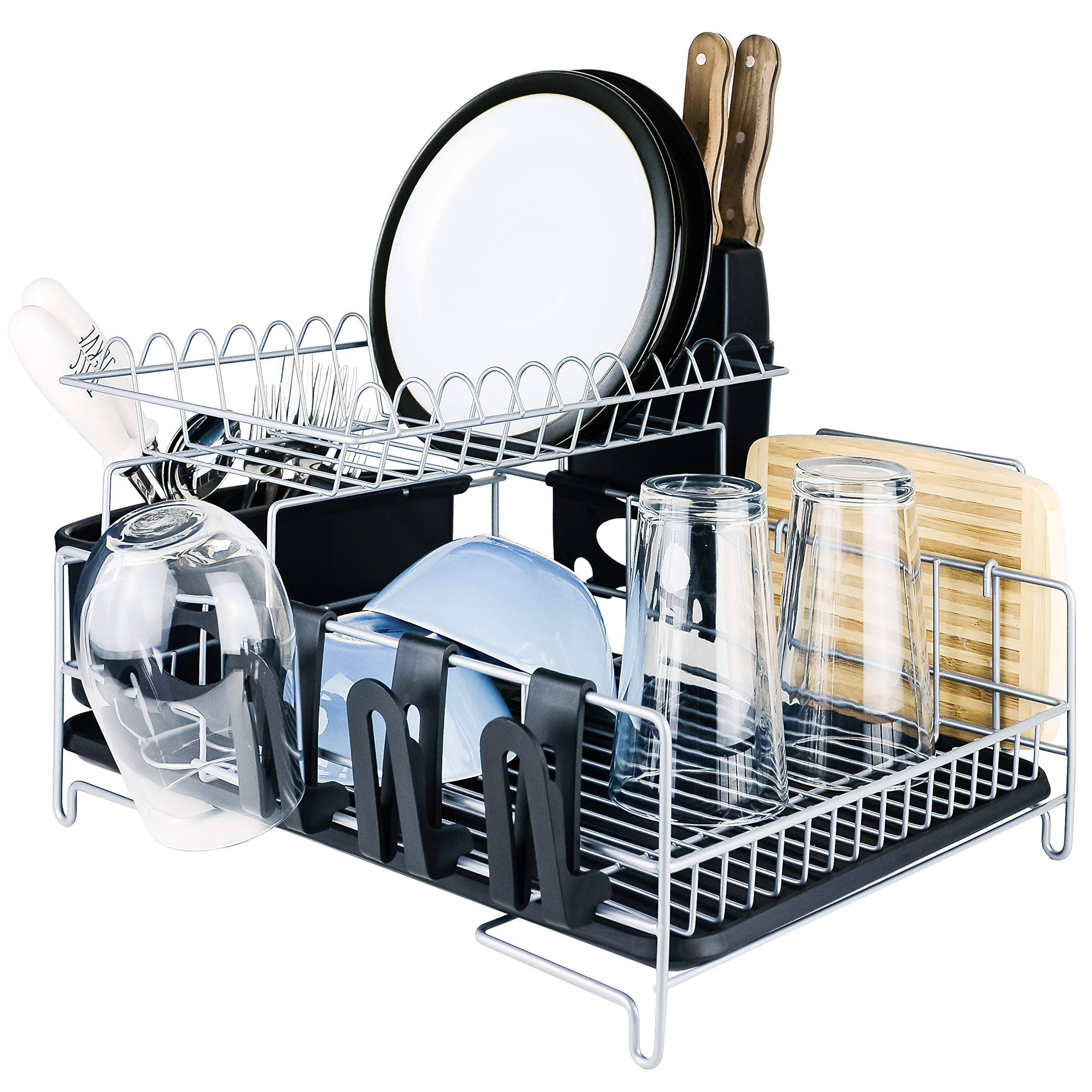 Galashield 2-Tier Dish Drying Rack with Drain Board and Cutlery Cup