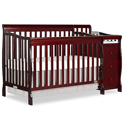 cherry crib with attached changing table