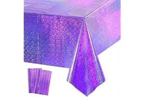 GREATRIL Purple Party Tablecloth Covers Disposable Table Cloth for Mermaid Themed Birthdays/Baby Showers/Graduations/Demon Decorations Rectangle Tablecover 54'' x 108'' - 2 Packs