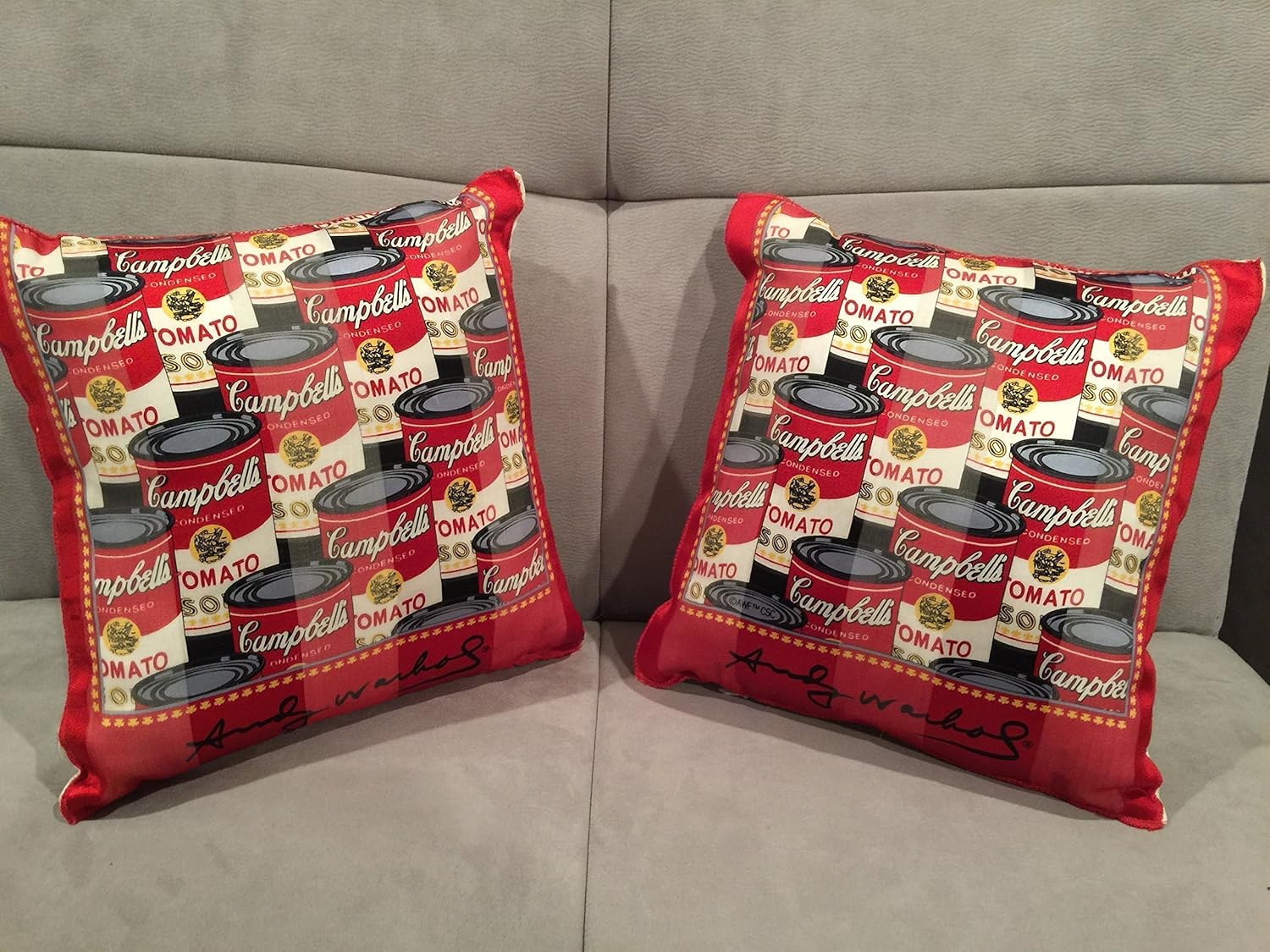 Amazon Com Pillow Pop Art Andy Warhol Signed Fine Silk Campbell