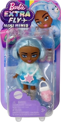 Barbie Extra Mini Minis Travel Doll with Blue Hair, Ombre Sweater