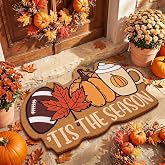 Jenaai Fall Doormat, 16 x 29 in Thanksgiving Pumpkin Welcome Mat | Halloween Faux Coir Front Door Mat, Tis The Season Non Slip Outdoor Rug for Entryway Patio Porch, Autumn Harvest Decor