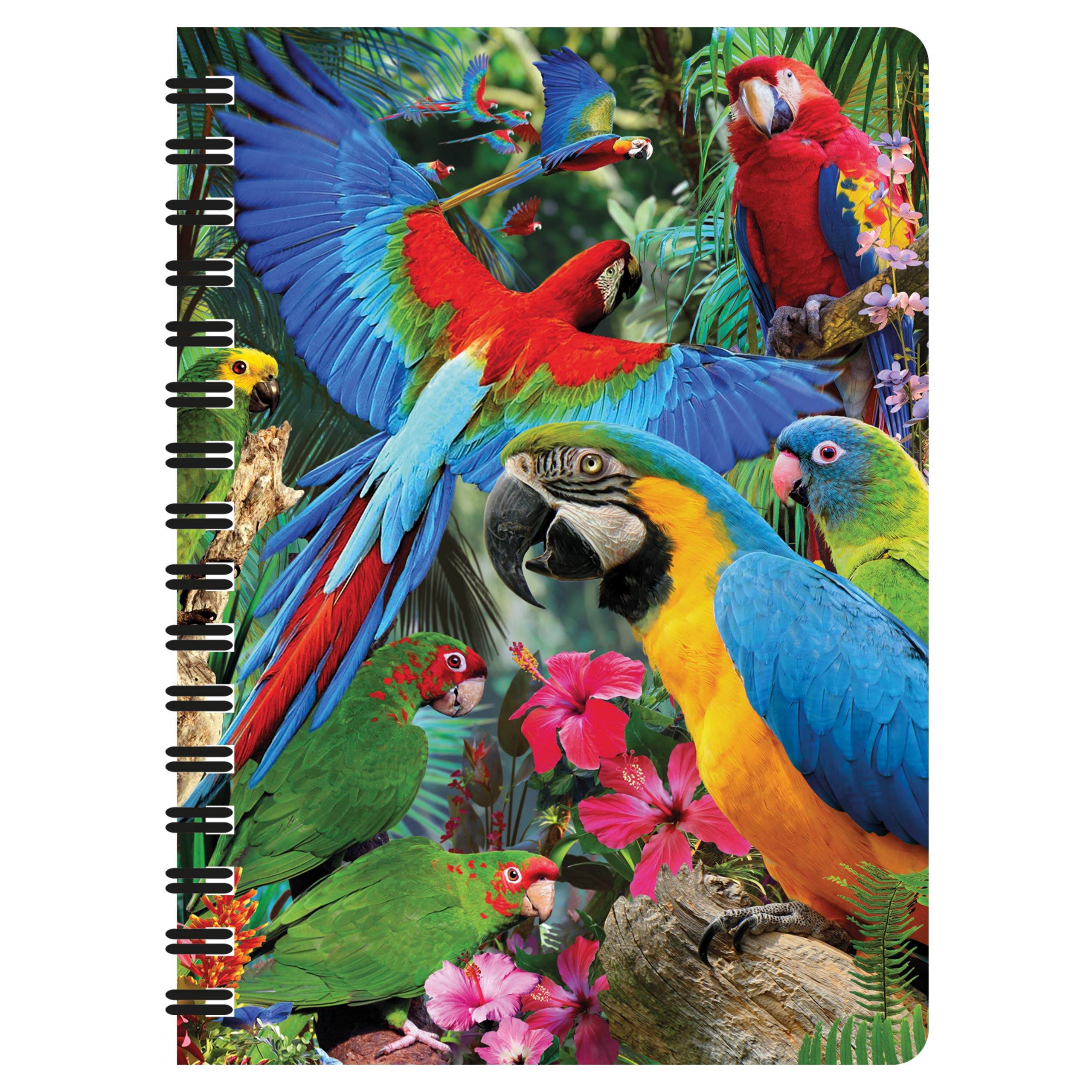 3D LiveLife Jotter - Parrot Pandemonia from Deluxebase. Spiral Bound A6 Notebook with 80 Plain Recycled Pages. Pocket Sized Animal Notepad, Journal or Drawing Book with Bird Cover