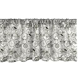 Ambesonne Sketchy Window Valance, Vintage Retro
