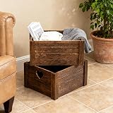 Wickerfield Wooden Box Gift Basket Brown Medium with Handles view 5