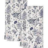 Miss Adola Flour Sack Kitchen Towels - Set of 2 Cotton Dish Towels with Hanging Loop Decorative 16x26 Inch Absorbent Cute Design for Housewarming Gifts, Linestyle