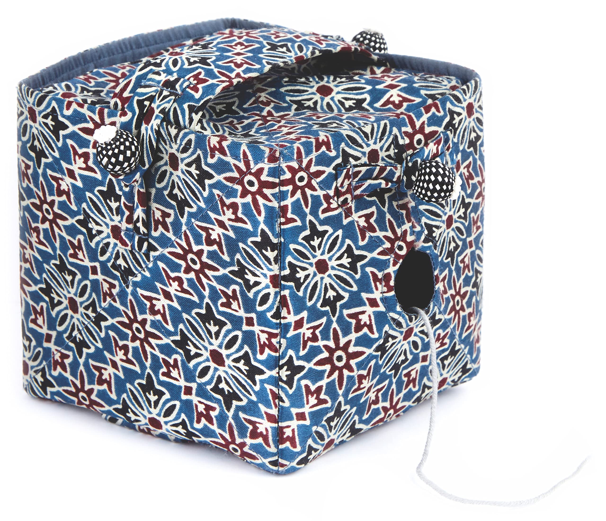 Lantern Moon - Lantern Moon Ajrak Silk Floral Design Cube-Shaped Knit Out Yarn Box with Handle - 1 Piece — image 1