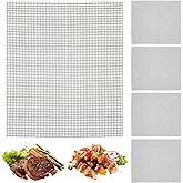 Grill Mesh Mat Set of 5 Non-Stick BBQ Grill Mats Reusable Grilling mat for Gas, Charcoal, Pellet, Oven & Air Fryer, 15.7 x 13 Inch