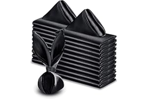 VACVELT 50 Pack Black Satin Napkins 20x20 Inch Wedding Napkins Bulk, Decorative Elegant Dinner Napkins Square Table Napkins Decor, Silky Satin Cloth Napkins for Restaurant Banquet Graduation Party