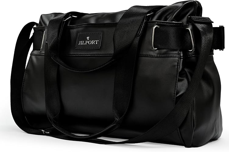 Amazon Jilport 旅行バッグ 1泊2日 ボストンバッグ トートバッグ ショルダーバッグ ゴルフバッグ レザー メンズ レディース 兼用 1泊2日 2泊3日用 2way 多機能 本格 ブラック シューズ バッグ