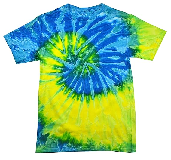 Amazon.com: Tie Dye Shirt Multi Color Spiral Blue Yellow Swirl T-Shirt: Clothing