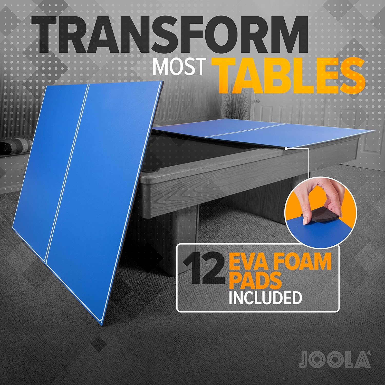 JOOLA Tetra - 4 Piece Ping Pong Table Top for Pool Table - Includes Ping Pong Net Set - Full Size Table Tennis Conversion Top for Billiard Tables - Easy Assembly & Compact Storage - Incl. Foam Backing : Sports & Outdoors