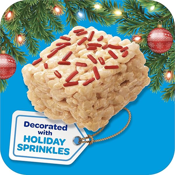 RICE KRISPIES TREATS MINI MARSHMALLOW CEREAL BARS, HOLIDAY SNACKS, ORIGINAL WITH HOLIDAY SPRINKLES, 12.4OZ BOX (32 COUNT)
