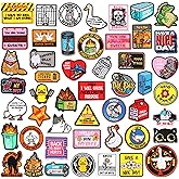 Wavwavw 50 Pcs Themed Iron on Patches Applique with Words Embroidered Sew on Cloth Colorful Multiple Styles Patches for Clothes Hats Backpacks Jackets Accessories Souvenirs Gifts(Funny Cartoon)