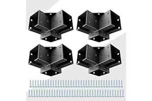 Eapele Pergola Kit Corner Brackets for 4x4(3.5inchx3.5inch) Wood Posts, Powder Coated Steel Made, 3-Way 90°Angle for Hunting Blind, Deer Stand