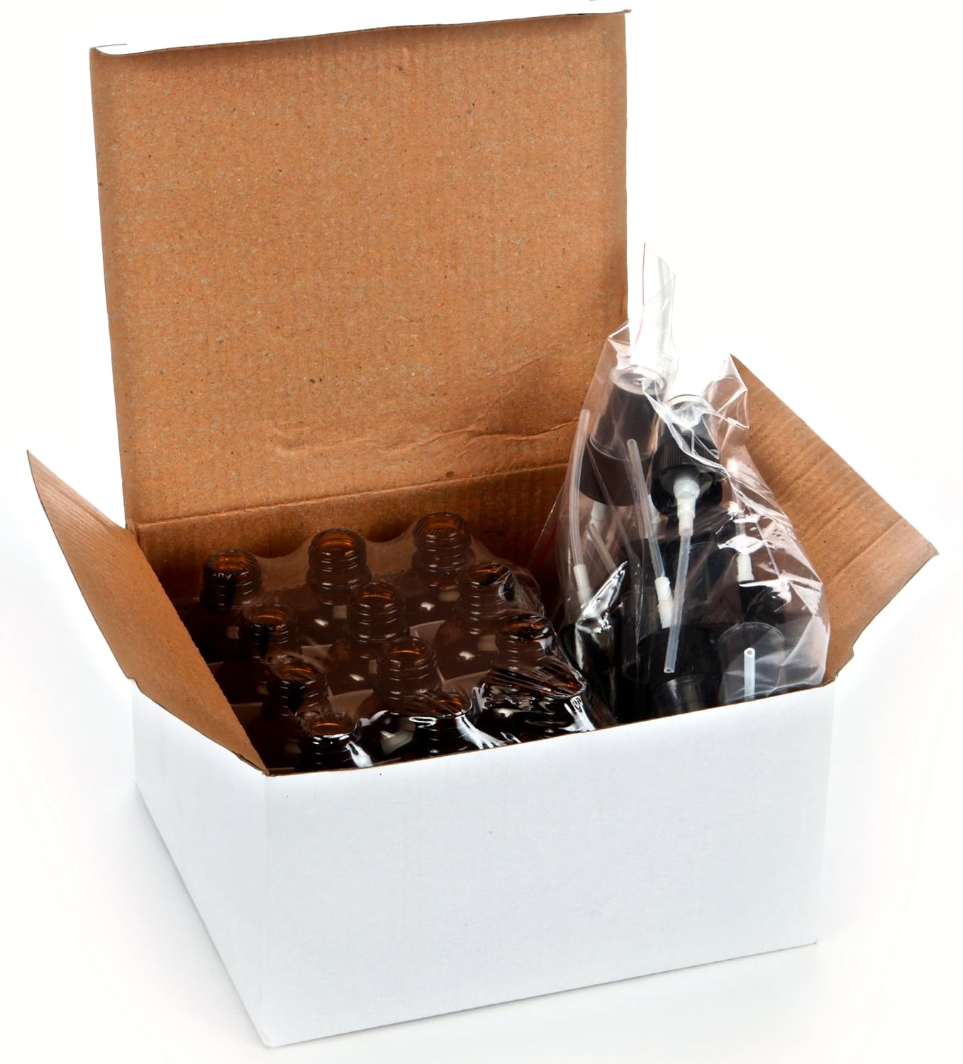 12, Amber, 1 oz Glass Bottles, with Black Fine Mist Sprayers: Industrial & Scientific