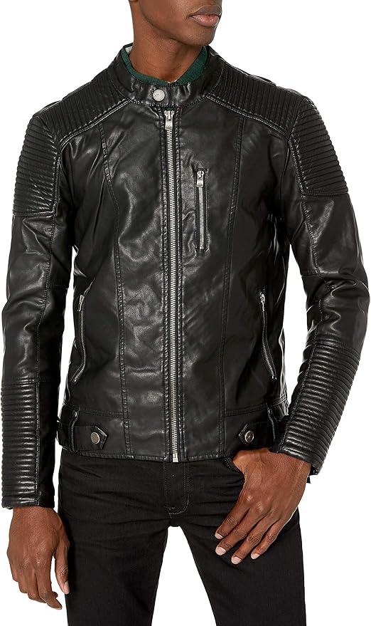 XRay Men's Moto Faux Leather Jacket, Black, XXLarge Amazon.co.uk Clothing