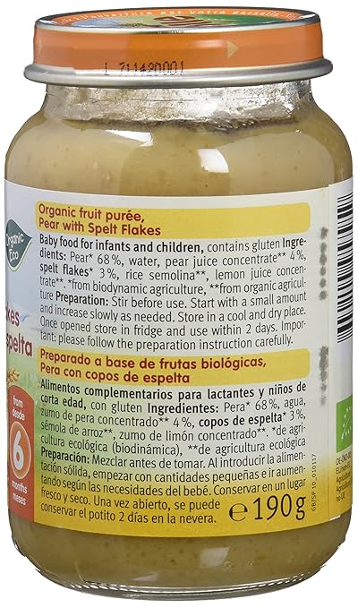 Holle Potito de Pera con Copos de Espelta (+6 meses) - Paquete de ...