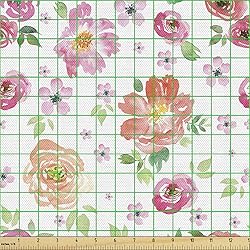 Lunarable Floral Fabric by The Yard, Shabby Form