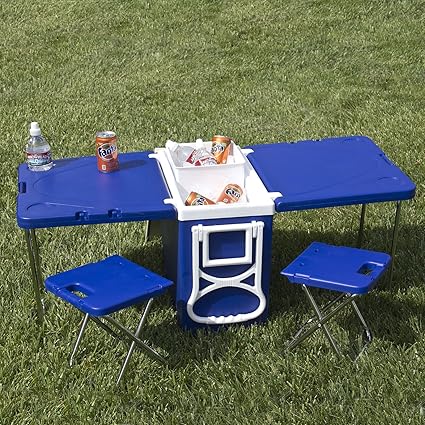 Amazon Com Rom Multi Function Rolling Cooler With Table And 2
