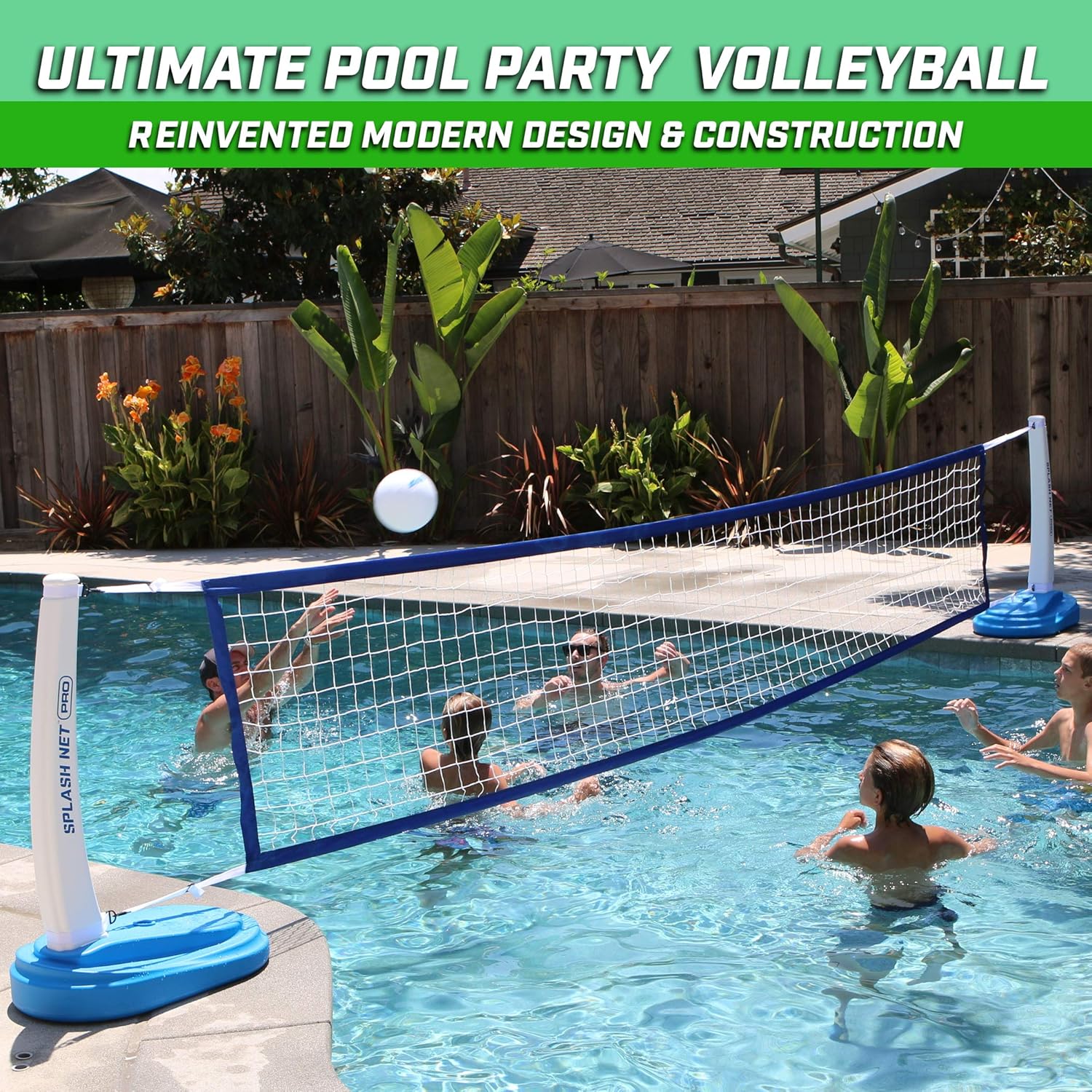 GoSports Splash Net PRO Pool Volleyball Net Includes 2 Water Volleyballs and Pump, Blue : Sports & Outdoors