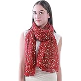 Silver Gold Glitter Shimmer Sparkle Foil Star Print Women's Scarf Shawl Wrap Lightweight