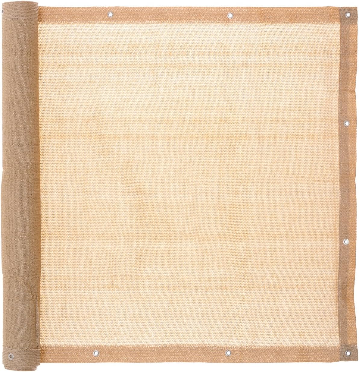 Ventanara Balkonverkleidung Sichtschutz HDPE blickdichte Balkonumspannung Zaun Verkleidung Blende Windschutz Folie 500 x 90 cm Sand