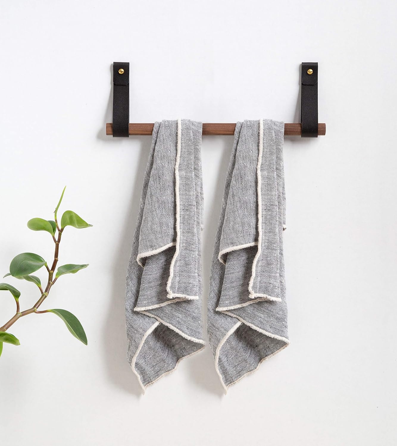 KEYAIIRA Leather Hanging Towel Holder Kit brass hand