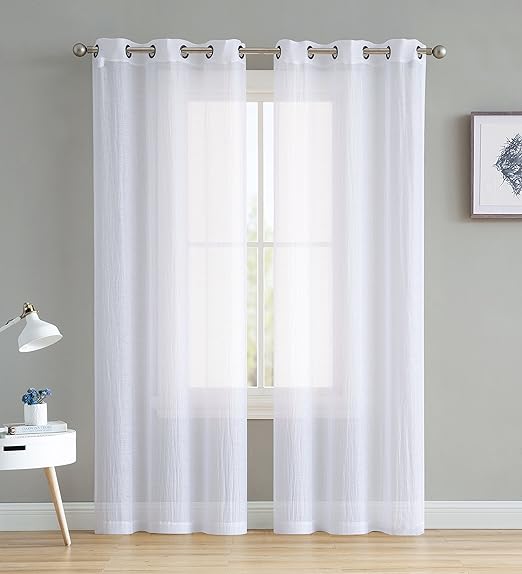 Amazon Com Sara Crushed Semi Sheer Grommet Curtains 2 Pieces