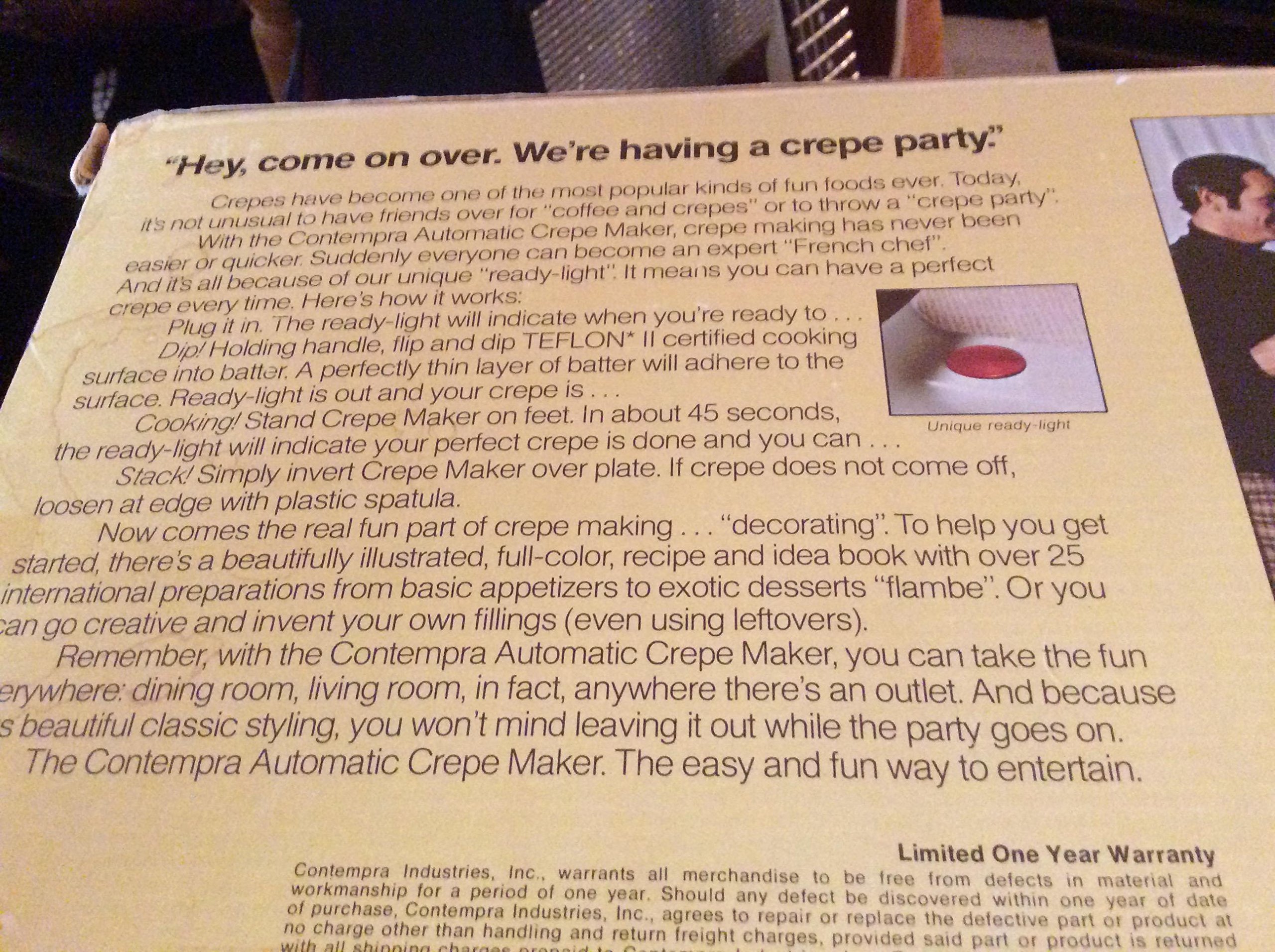 Original 1970s Contempra Automatic Crepe Maker MADE IN USA ! on Galleon