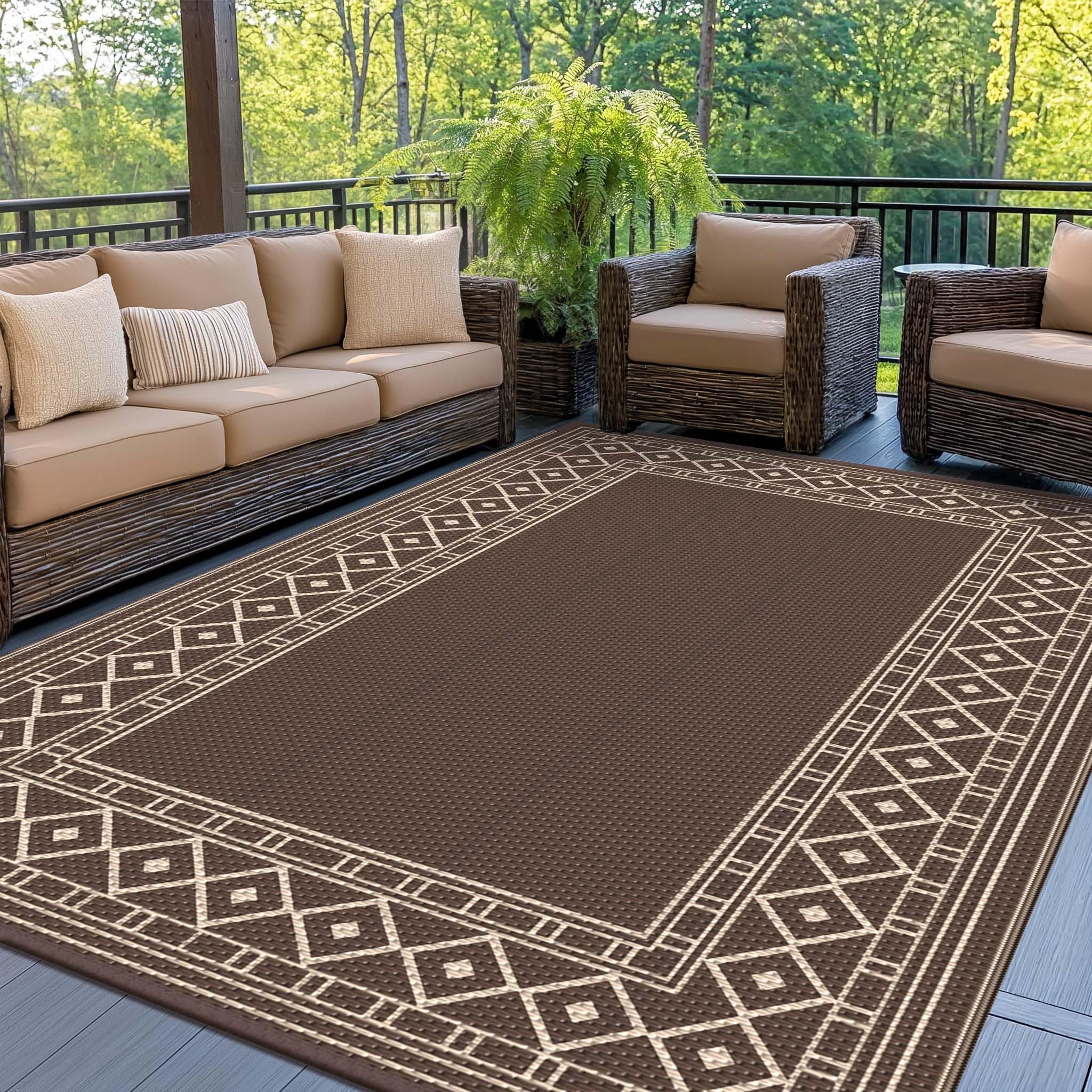 Outdoor Plastic Straw Rug Waterproof Outdoor Rug Reversible Plastic Camping Rugs For Patio Porch Deck Backyard Camper Balcony Picnic