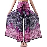 B BANGKOK PANTS Women's Boho Palazzo Pants Wide Leg Yoga Wrap Tie Up Waist