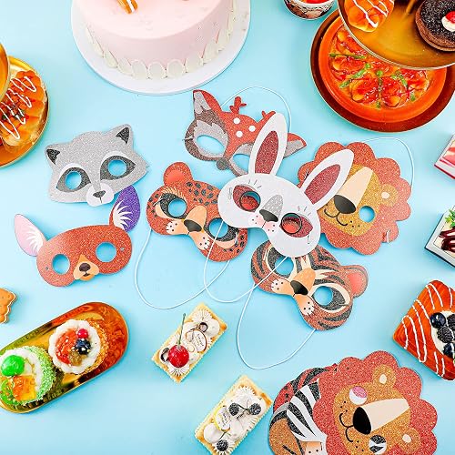 Lot 16 Masques D’animaux En Papier Pour Enfants – Safari, Jungle, Anniversaire, Carnaval