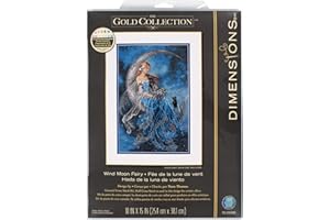 Dimensions 70-35393 Wind Moon Fairy Gold Collection Counted Cross Stitch Kit, 16 Count Grey Aida Cloth, 10'' x 15''