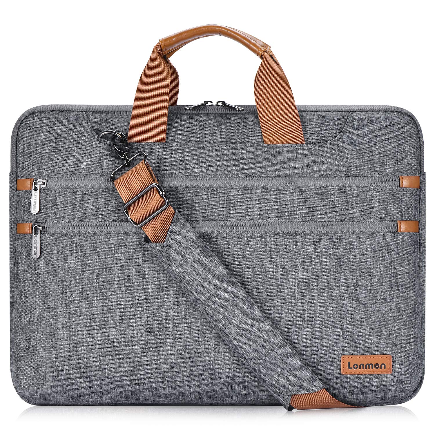 LONMEN 14 Inch Laptop Bag,Durable Shockproof Laptop Protective Carrying Case Sleeve for MacBook Pro/Microsoft Surface/Dell XPS 15 / Lenovo Ideapad/HP EliteBook/Acer/ASUS,Gray