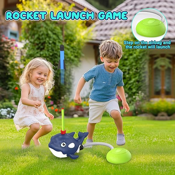 4-IN-1 WHALE WATER SPRINKLER BASEBALL SET FOR KID,SUMMER WATER TOY WITH 3 JETS, 4 BALLS AND ROCKET LAUNCH GAME, KIDS SPRINKLERS WITH 360° ROTATING SPRINKLER,OUTDOOR WATER TOYS FOR KIDS AGE 3+ YEARS