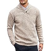 COOFANDY Men Dress Sweater Shawl Collar Sweatshirt Fashion Light Fleece Sweatshirt Dark Blue