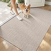 LUMI Ultra Thin Indoor Door Mat for Entrance 48"x72", Non Slip Entryway Mat, Low Profile Doormat, Unique Herringbone Design Carpet for Inside, Patio, Porch, Beige