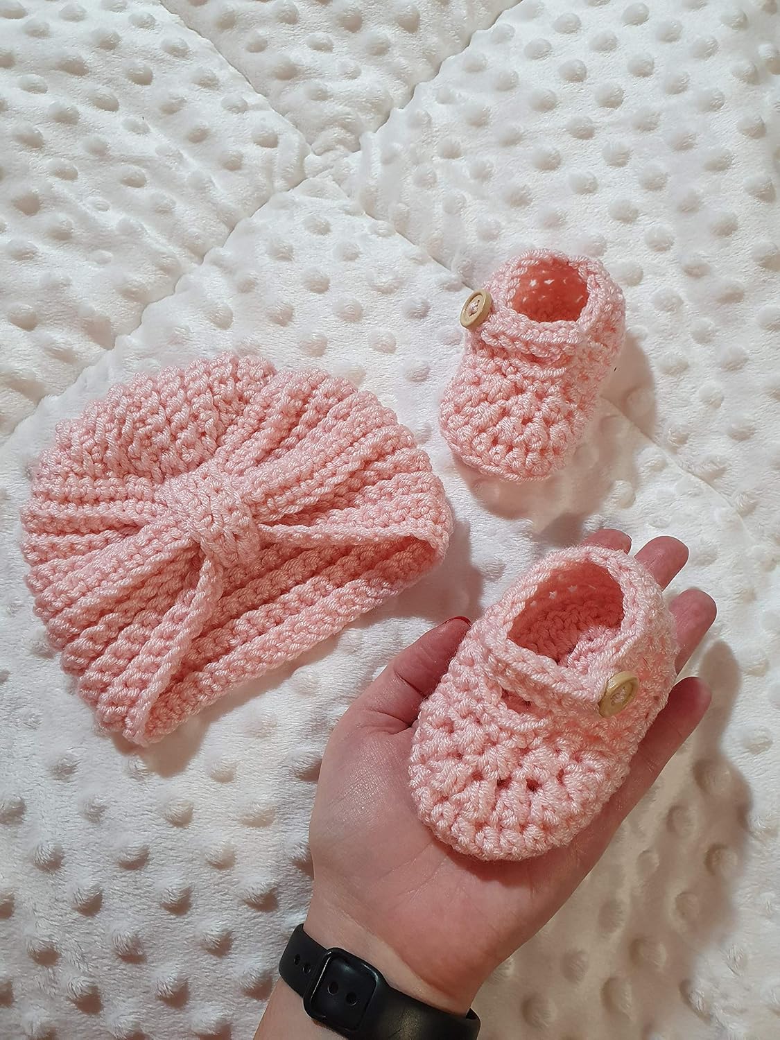 turbante uncinetto ballerine neonata prima nascita primo cambio turbante  cappellino baby lana bebè 0-3 mesi bimba natale Scarpine Infanzia  urban-earth.co.uk