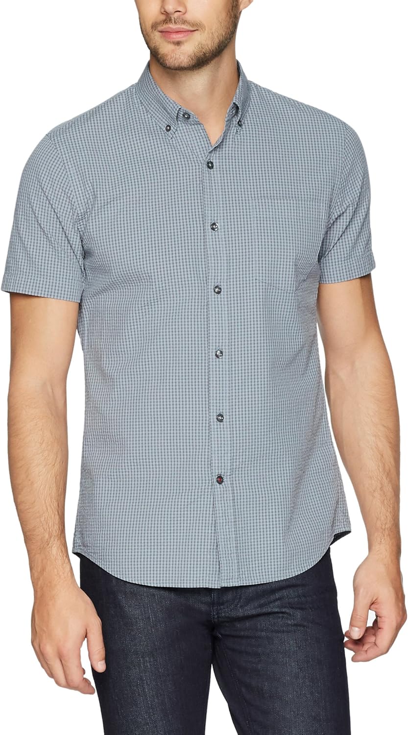  Brand - Goodthreads Men's Slim-Fit Short-Sleeve Seersucker Shirt: Clothing