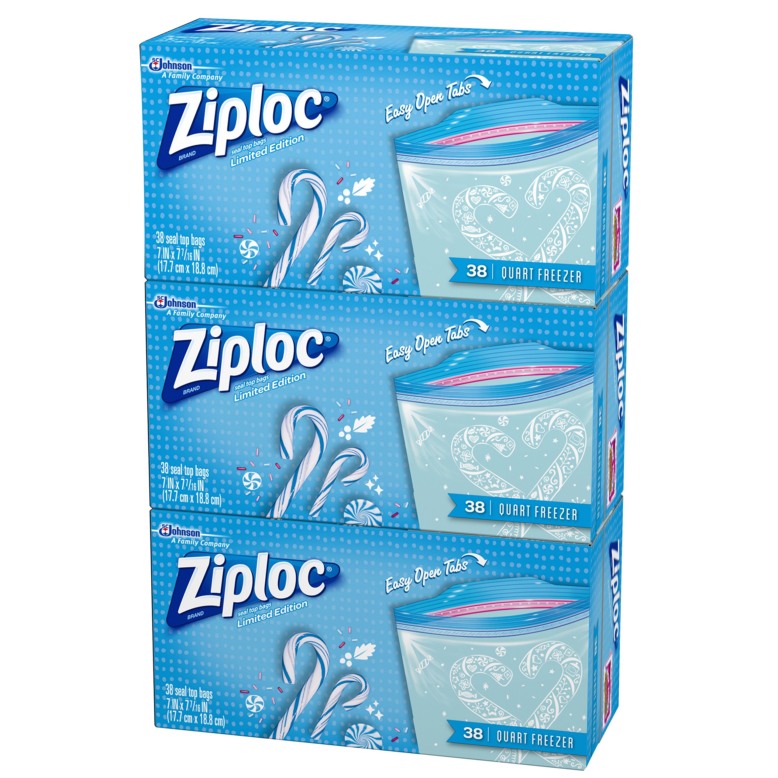 Ziploc Limited Edition Holiday Freezer Bags, Quart, 114 Count