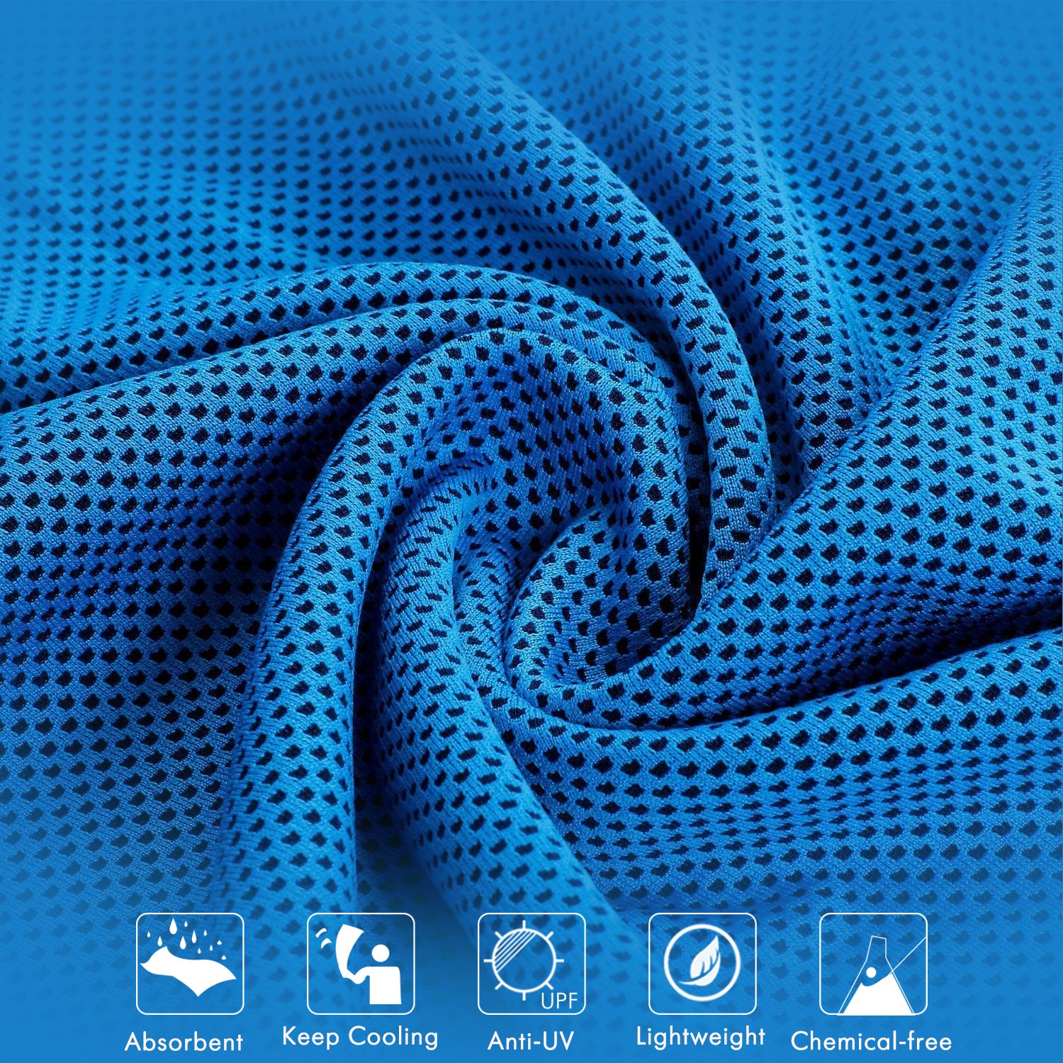 Evaporative Cooling Towel for Runners, Joggers, Athletes, Golfer, Workers, Farmer and Gardener Blue 16x40 Inch