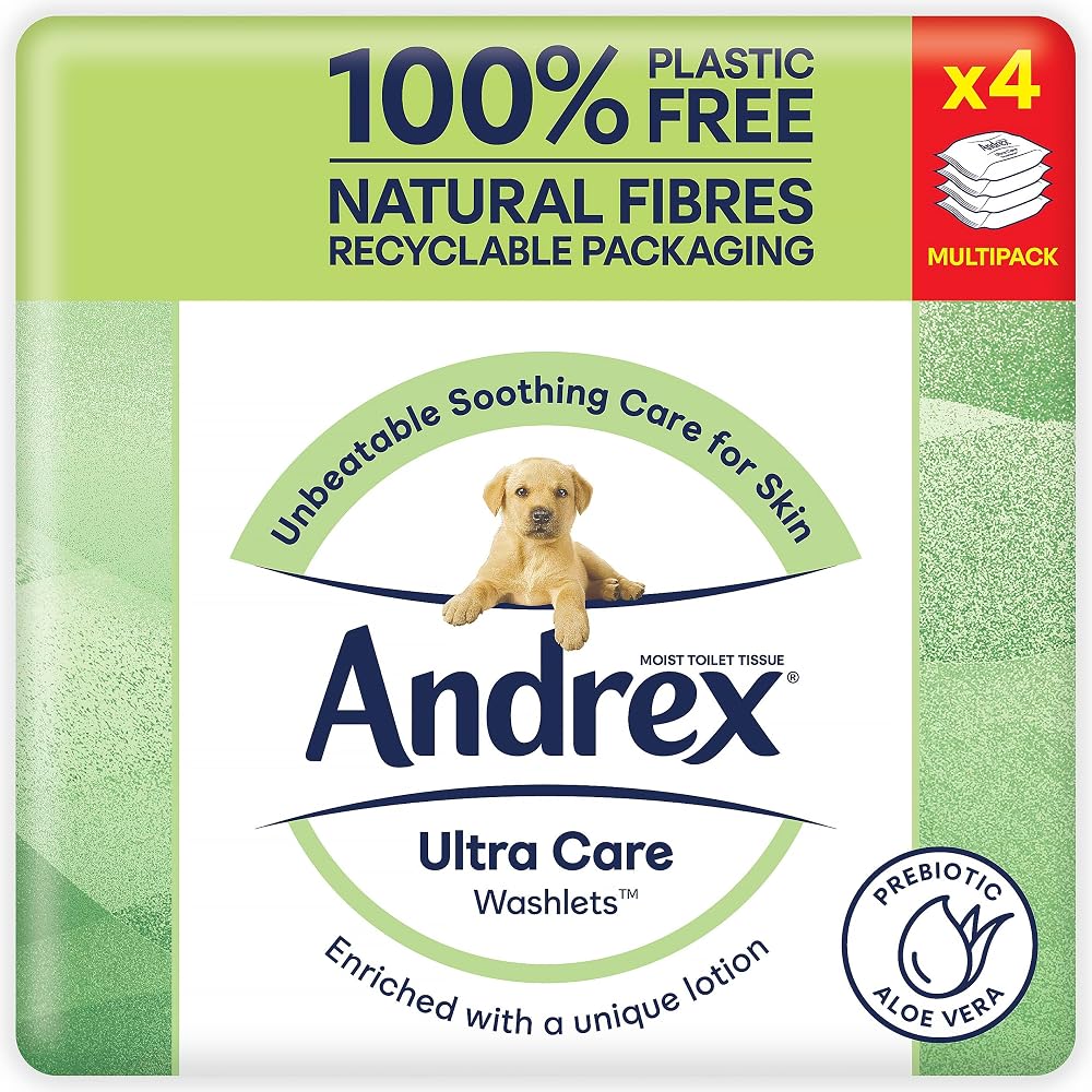 Andrex Ultra Care Washlets Aloe Vera Wipes Pack of 4 144 sheets