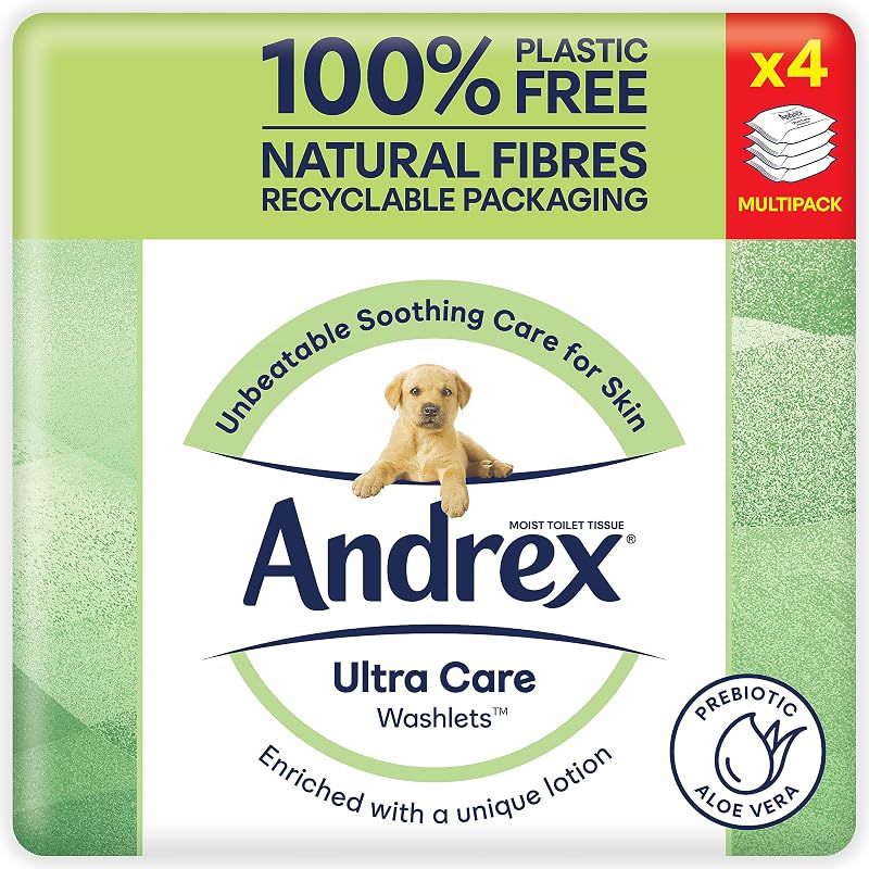 Andrex Ultra Care Washlets Aloe Vera Wipes Pack of 4 144 sheets
