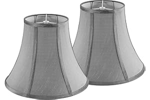 JERHOUS Pewter Gray Bell Lamp Shades Set of 2 Medium LampShade 6.7``Top x 13``Bottom x 10``High(Spider) Traditional Lamp shad