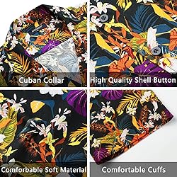 HISDERN Mens Hawaiian Beach Shirt Cotton Short