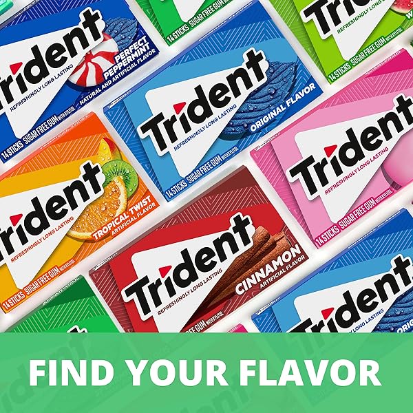 TRIDENT SPEARMINT SUGAR-FREE CHEWING GUM, 14 PIECES (PACK OF 1)