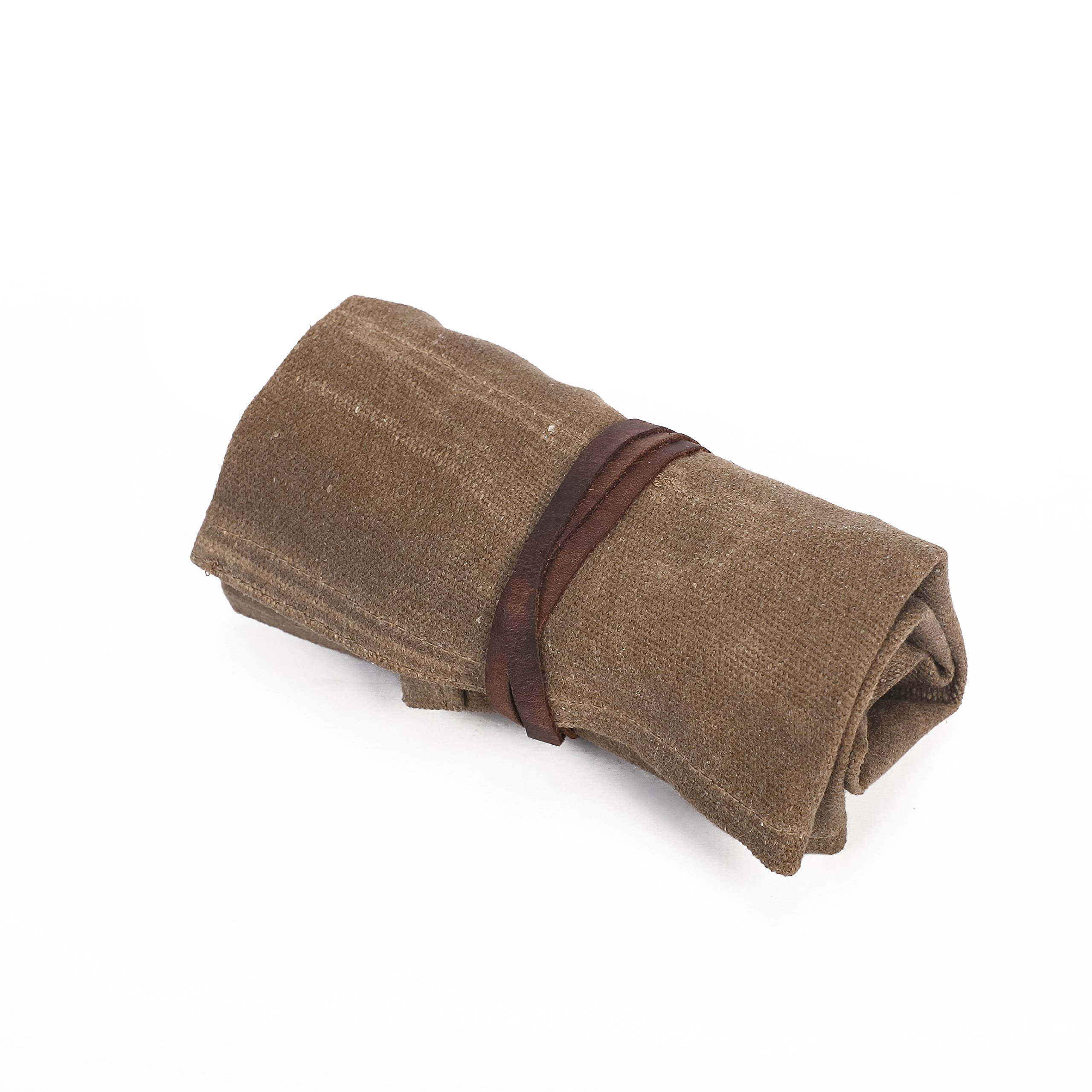 Waxed Canvas Watch Roll Handmade Waterproof Multi-Purpose Travel Case Watch Roll-up Organizer Holds 6 Wristwatches Best Gift for Him Her Boyfriend Girlfriend Mom Dad Wife & Husband HGJ03-I