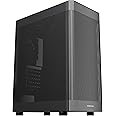 MOROVOL PC Case ATX, Fully Ventilated Airflow Perforated Mesh Front/Side Panel Mid Tower Gaming PC Case,2 Fans Pre-Installed USB 3.0 Computer Case,Black(U3)